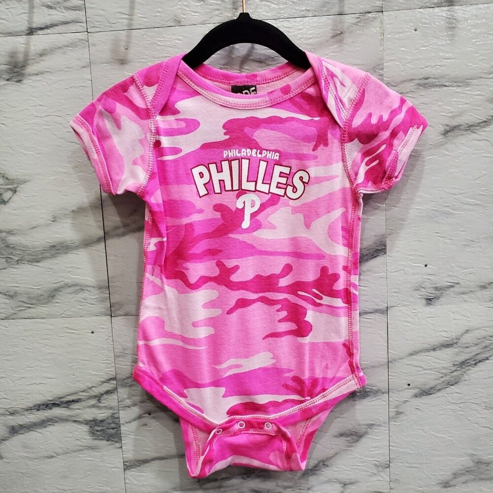 Code V Baby One Piece Romper Size 12 Mo Pink Camo Philadelphia Philles P